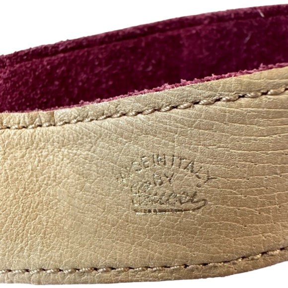 Vintage Genuine GUCCI Plum Suede Belt With Gold G Logo Buckle 75 30 main image 7